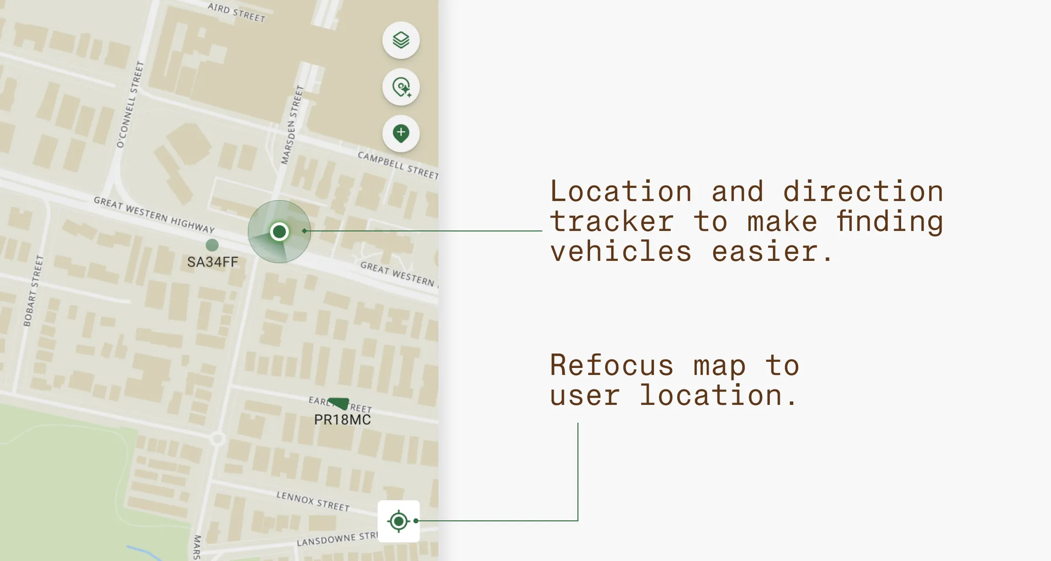The mobile adaptation of Truck Tracker allows frontline workers to view their own locations and refocus the map to their location. This helps tracking and finding vehicles easier. The desktop client does not have this functionality as it is mainly used by office users!