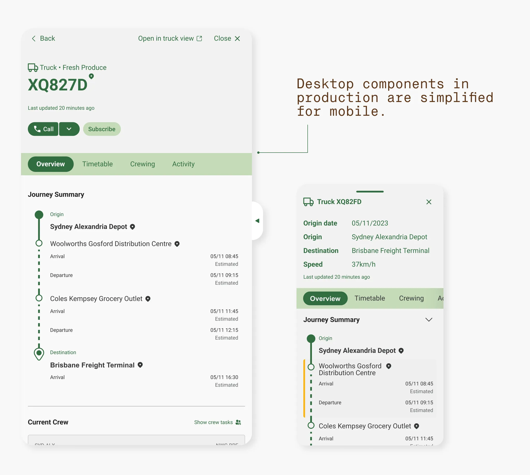 Desktop components which have already been coded by developers are simplified and reused in the mobile adaptation.