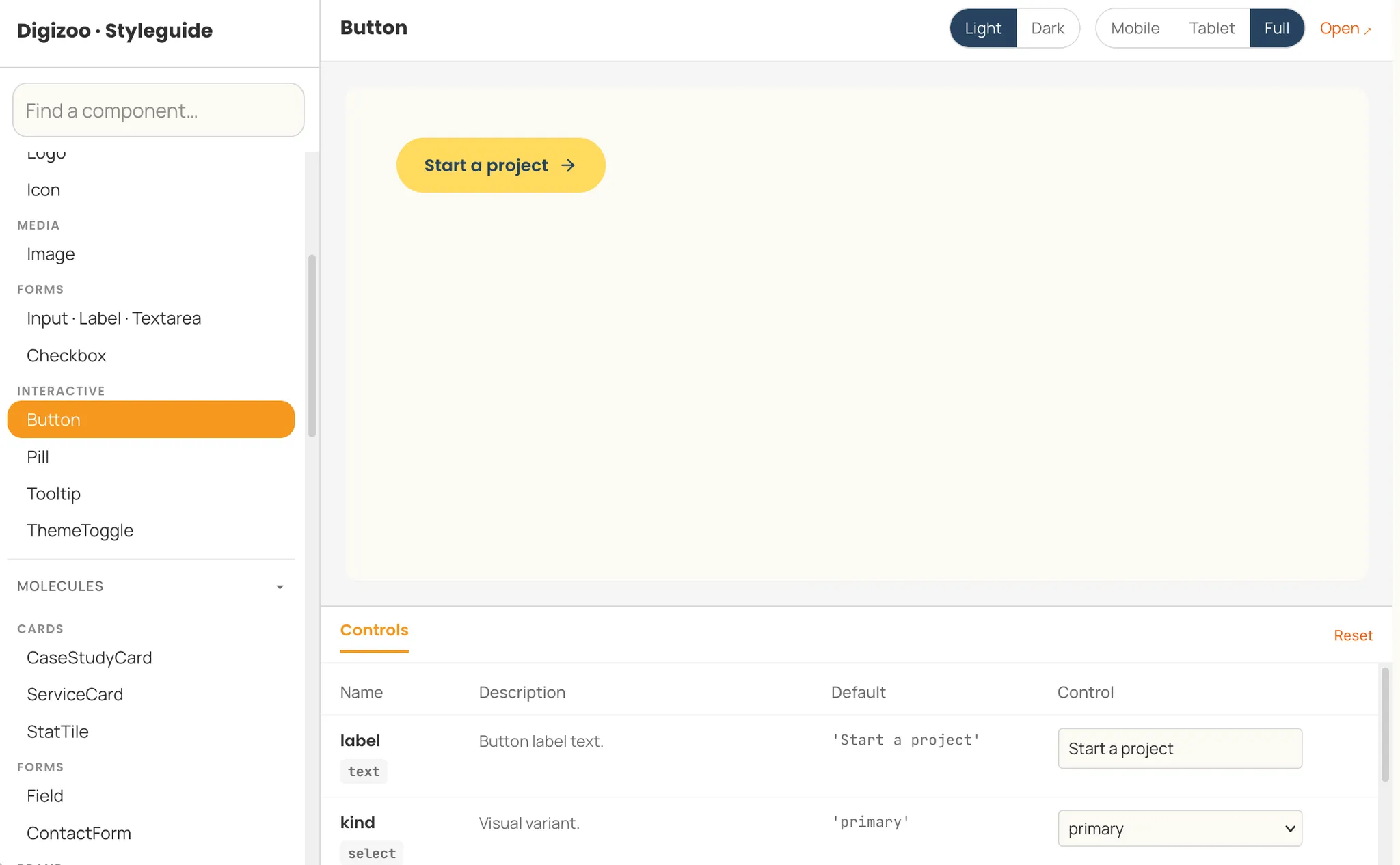 I created a custom storybook-like solution to catalogue all the Atoms, Molecules and Organisms of our website.