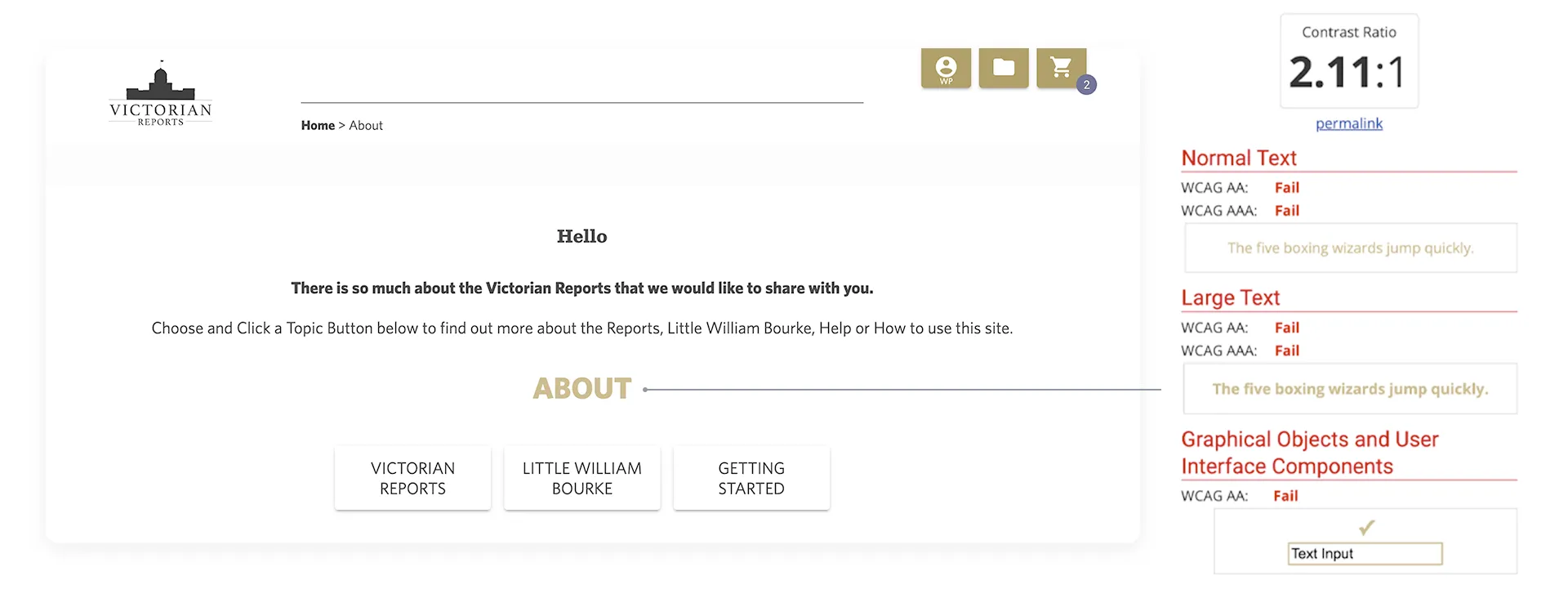 Existing text colours fail to pass WCAG contrast tests